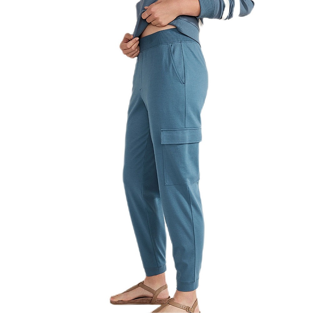 Haven Well Within Organic Cotton Interlock Cargo Joggers Womens XS Blue Relaxed
